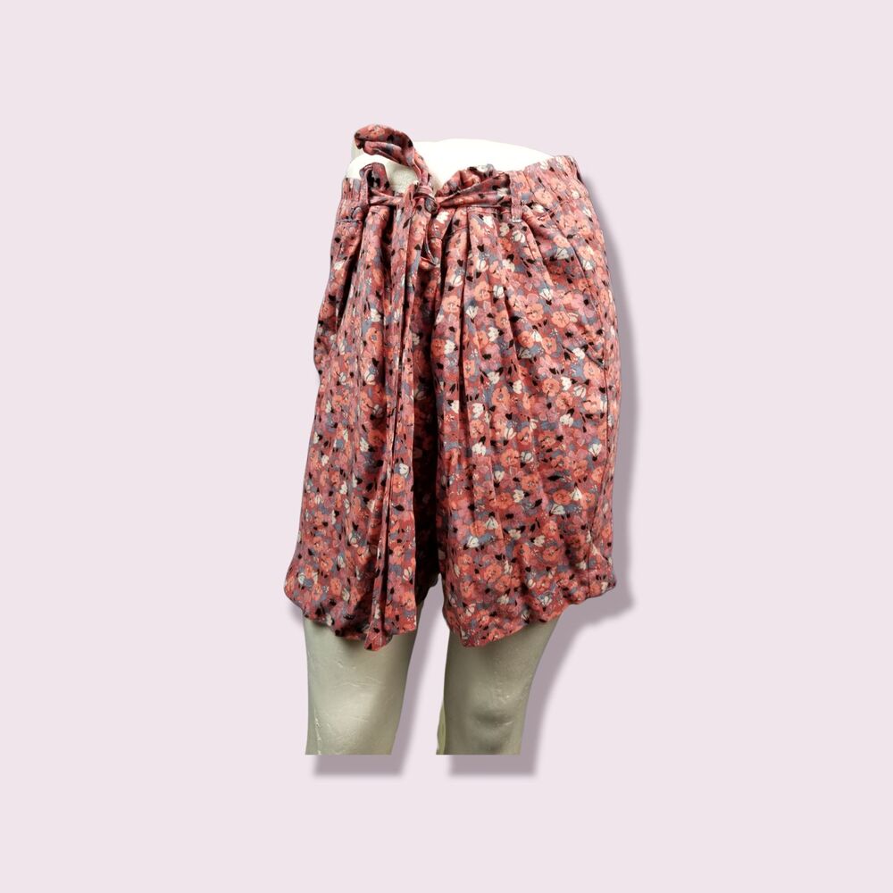 Free People Paperbag Waisted Pink Floral Shorts Size Small